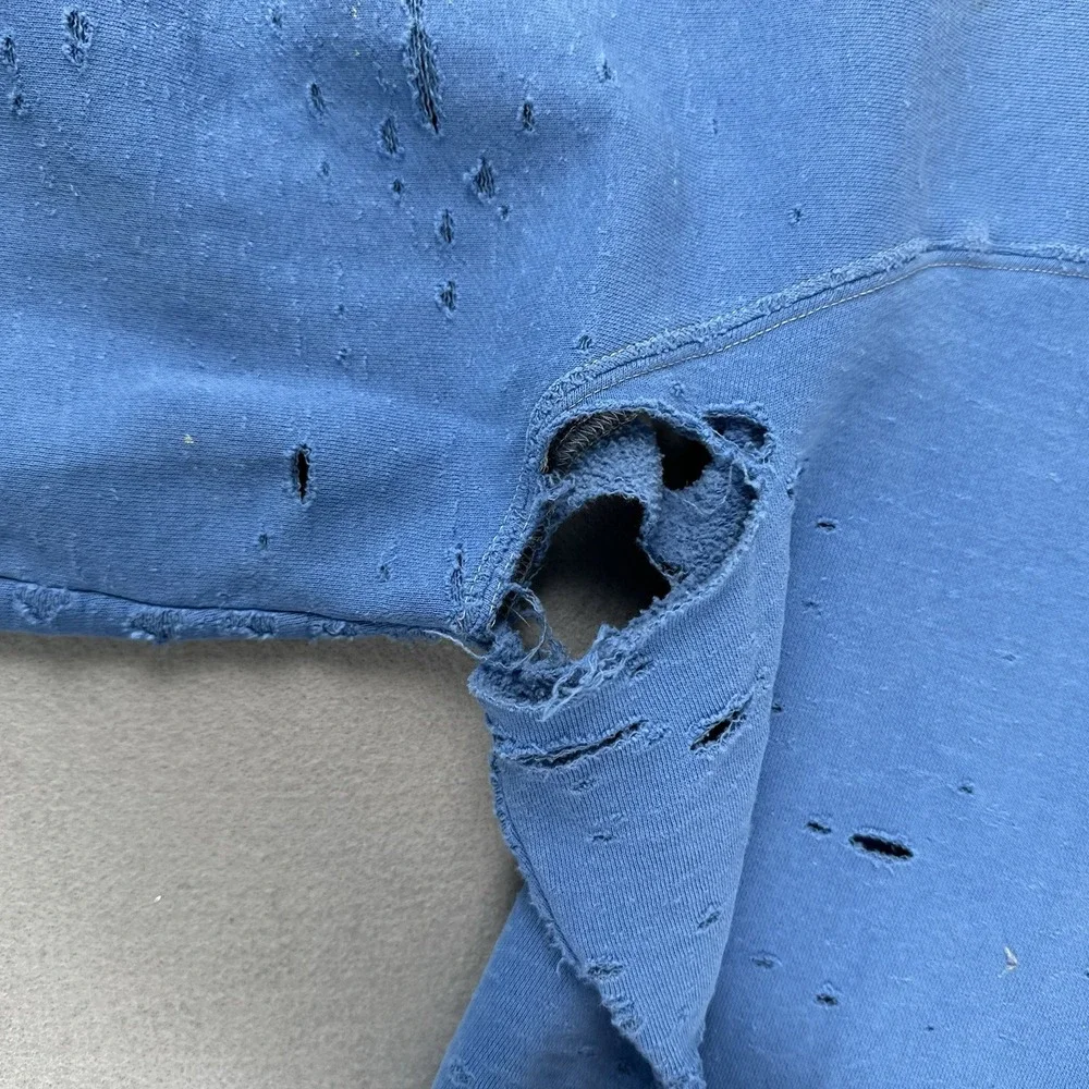 Vintage 90s Abercrombie Fitch Sweatshirt 2XL‎ Blue Distressed Thrashed Crew Neck